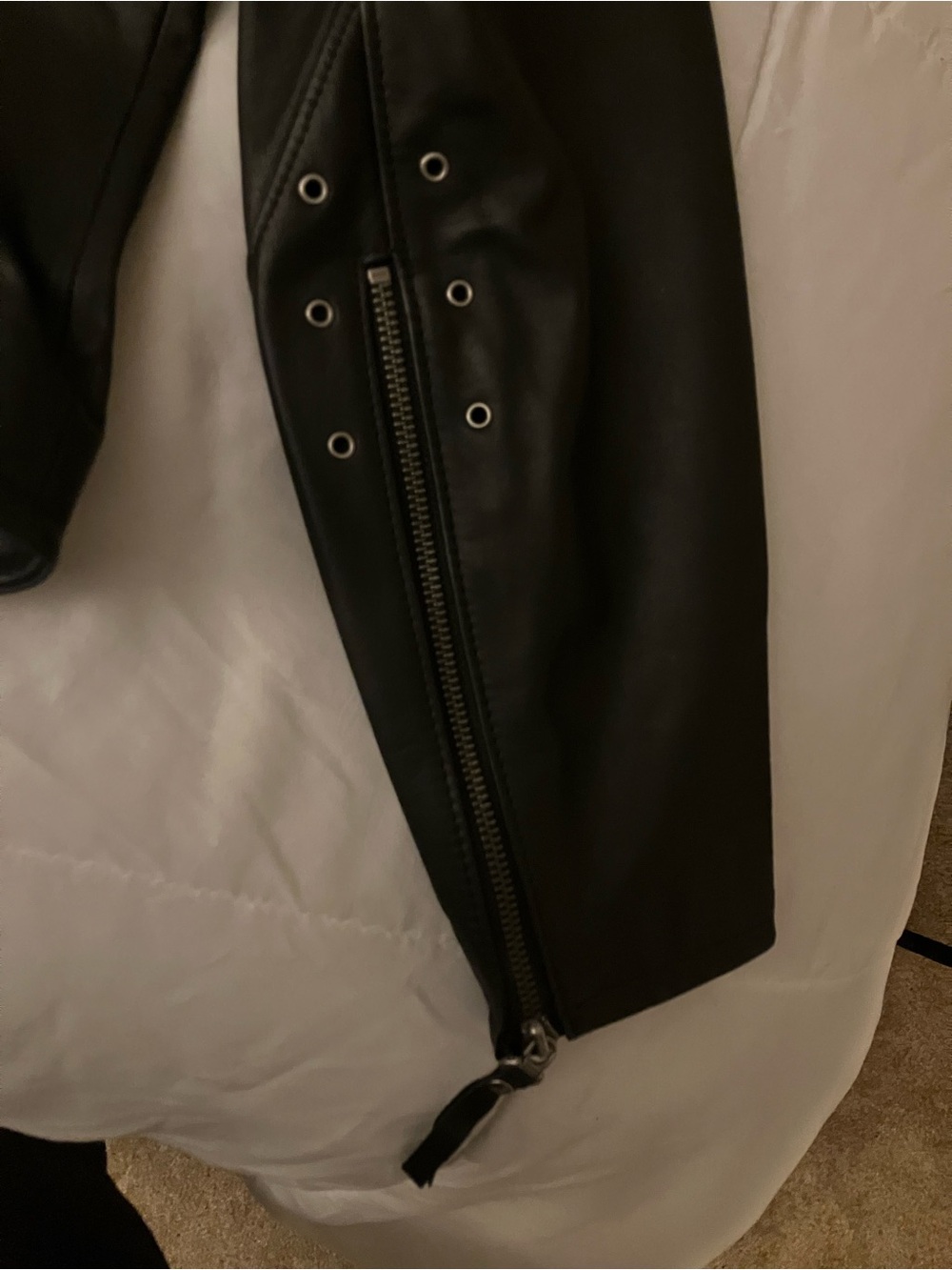 Harley-Davidson Black Leather Riding Jacket with Teal Embroidered Eagle - Picture 3 of 5